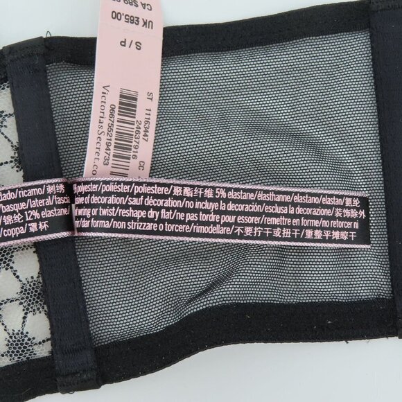 Victorias Secret Small Bralette Black Embroidered Mesh Boning Front Close NEW - Picture 11 of 15